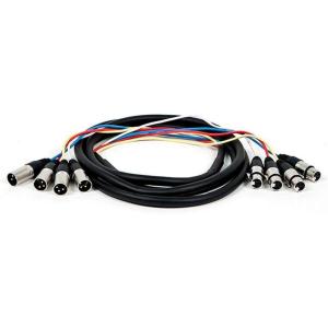 Monoprice XLR Male to XLR Female Snake Cable – 10 Feet- Black/Silver, 4-Channel, Metal Connector Housings Plastic and Rubber Cable Boots(10 Feet)