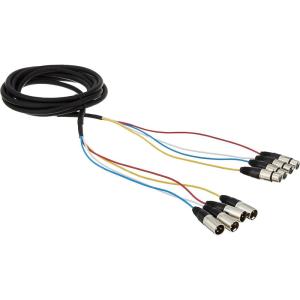 Monoprice XLR Male to XLR Female Snake Cable – 10 Feet- Black/Silver, 4-Channel, Metal Connector Housings Plastic and Rubber Cable Boots(15 Feet)