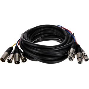 Monoprice XLR Male to XLR Female Snake Cable – 10 Feet- Black/Silver, 4-Channel, Metal Connector Housings Plastic and Rubber Cable Boots(20 Feet)