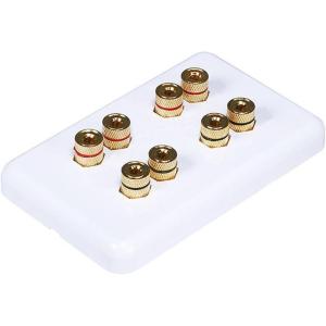 Moonrise Monoprice 103326 Banana Binding Post Two-Piece Inset Coupler Wall Plate for 4 Speakers, White(4 Speaker)