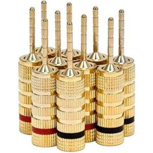 Monoprice 9438 Gold Plated Speaker Pin Plugs – 5 Pairs – Pin Screw Type, For Speaker Wire, Home Theater, Wall Plates And More