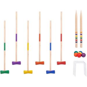 Monoprice Six Player Croquet Set, for Adults and Children, Kids, Perfect for Outdoors, Lawn, Backyard and Park – Pure Outdoor Collection Medium