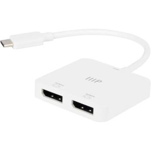 Monoprice USB-C to Dual 4K DisplayPort Adapter (Dual 4K@60Hz) HDR, Supports MST, SST, and Mirror Modes, Portable, Compatible with Thunderbolt 3 Devices with Windows and MacOS,White