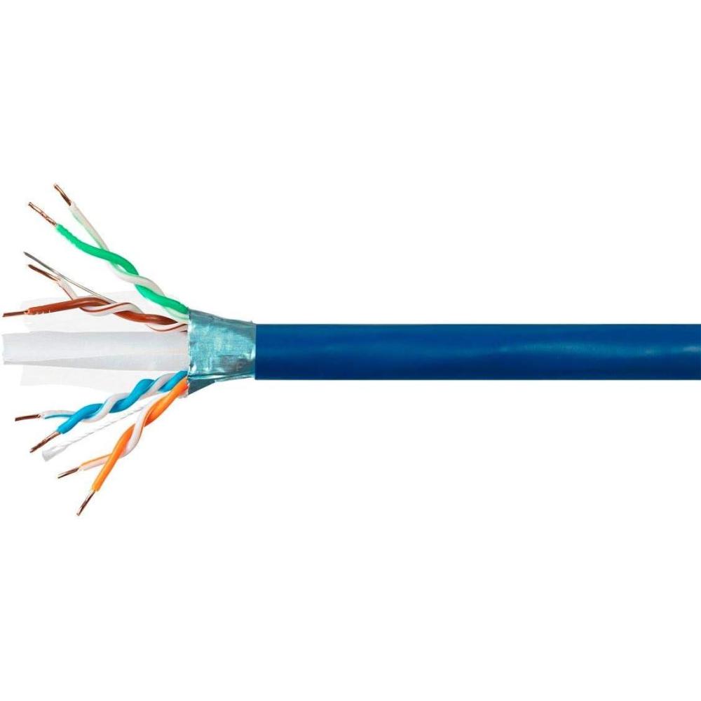 imageMonoprice Cat6A Plus Bulk Ethernet Network Cable  Pure Bare Copper 650MHz FUTP Solid RiserRated CMR FlameRetardant Spool in The Box 23AWG 10G 1000 Feet Blue