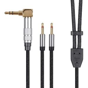 Monolith Dual 2.5mm to 3.5mm Headphone Cable – 6 Feet – Black With Braided Auxiliary Audio Cord Works With M1060, M1060C, M565, M565C Black/Silver