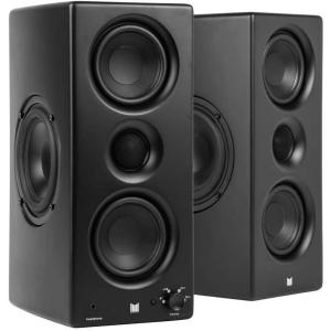 Monoprice Monolith Powered Desktop Speakers – 100-Watt with Optical and USB Inputs, Subwoofer Output, Bluetooth aptX HD, Remote Control Included, for PCs and Laptops, Black, MTM-100