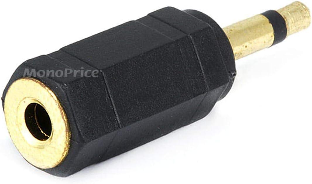 imageMonoprice 35mm TS Mono Plug to 35mm TRS Stereo Jack Adapter Gold Plated BlackAdaptor