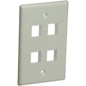 Monoprice 2-Gang Wall Plate for Keystone, 4 Hole – White(White)