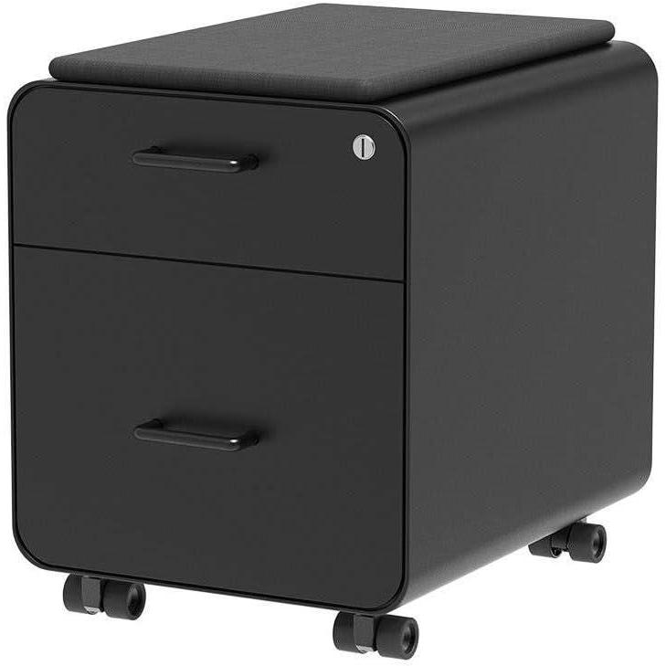 imageMonoprice Round Corner 2Drawer File Cabinet  Black Lockable with Seat Cushion  Workstream Collection 137880Black