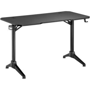 Monoprice Home Office Steel Frame Computer Desk – Black, with Solid-Core 4-Foot Desktop and Accessory Attachments, Workstation, Study Table – Workstream Collection