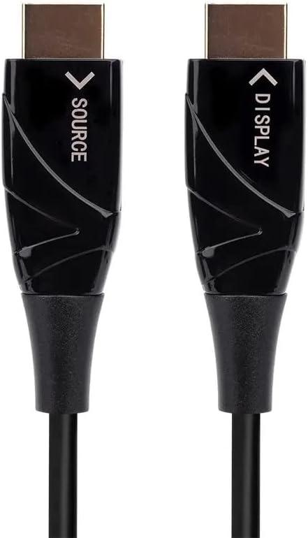 imageMonoprice 4K High Speed Fiber Optic HDMI Cable 4K60Hz 18Gbps HDR Active Optical Cable AOC 49ft Black