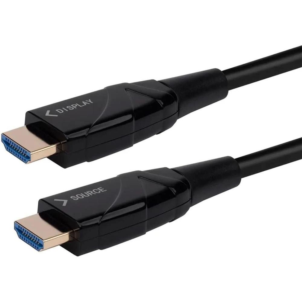 imageMonoprice 4K High Speed Fiber Optic HDMI Cable 4K60Hz 18Gbps HDR Active Optical Cable AOC 49ft Black