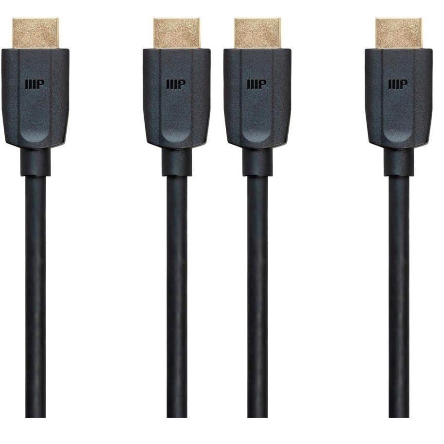 imageMonoprice 8K Ultra High Speed HDMI Cable  HDMI 21 8K60Hz 4K120Hz 48Gbps HDR VRR 15ft BlackPack of 1Pack of 2