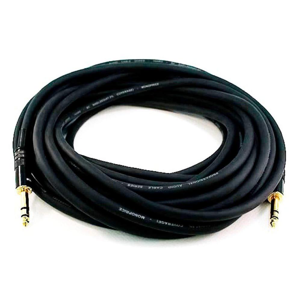 imageMonoprice 14Inch TRS Male to Male Cable 100 Feet Black 16AWG Gold Plated Premier SeriesCord