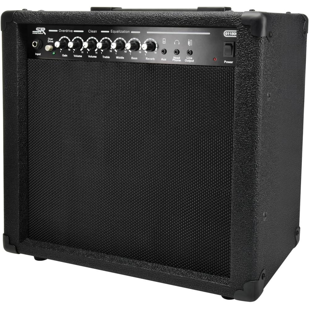 imageMonoprice 1x10 Guitar Combo Amplifier  Black 40Watt Spring Reverb 10Inch 4Ohm Speaker High amp Low Inputs Headphone Output  Stage Right SeriesAmplifier