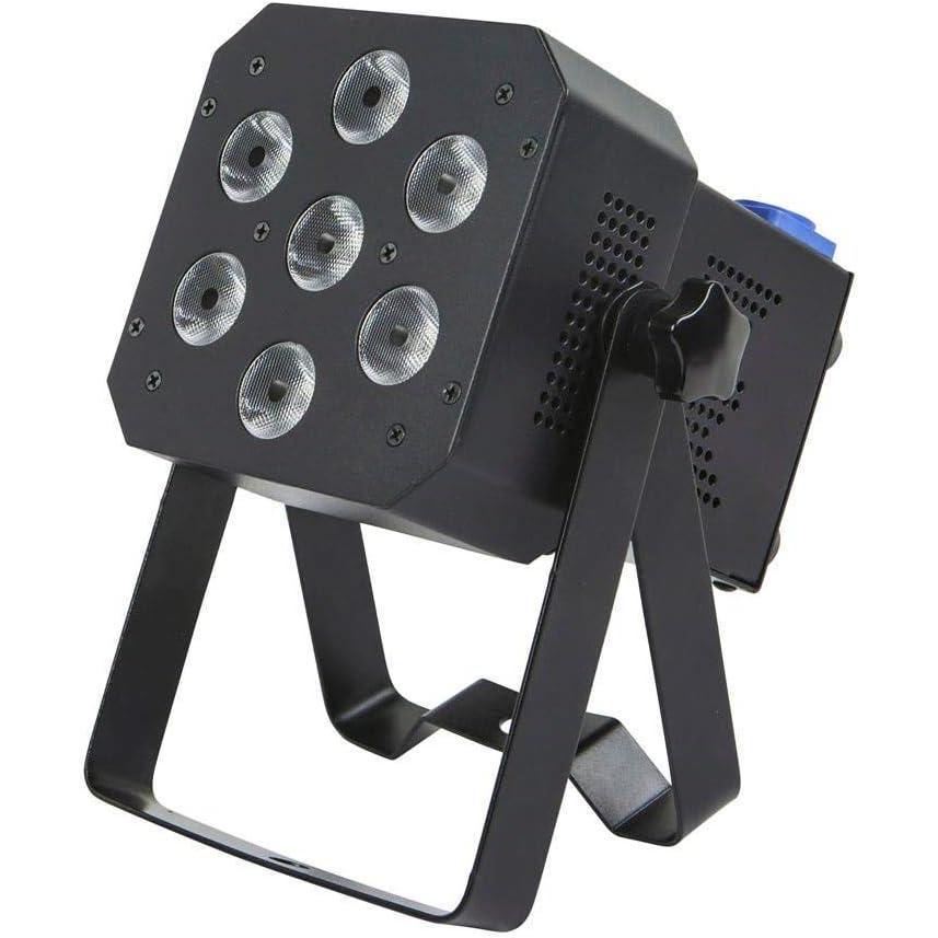 imageMonoprice SuperBright PAR Stage Light RGBAWUV 7X 12Watt LEDs Builtin Program Fade Strobe Color Changing and Sound Activation Modes  Stage Right Series