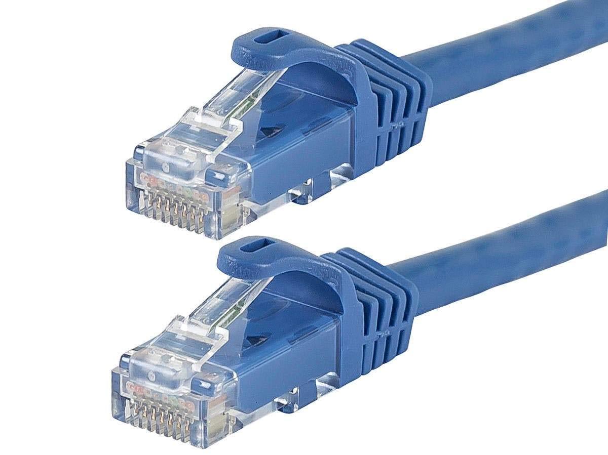 imageMonoprice Cat6 1ft Blue 12Pk Patch Cable UTP 24AWG 550MHz Pure Bare Copper Snagless RJ45 Flexboot Series Ethernet Cable1