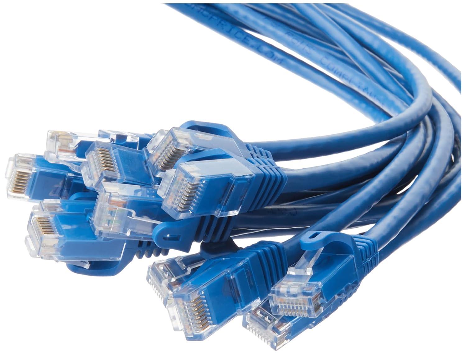 imageMonoprice Cat6 1ft Blue 12Pk Patch Cable UTP 24AWG 550MHz Pure Bare Copper Snagless RJ45 Flexboot Series Ethernet Cable12