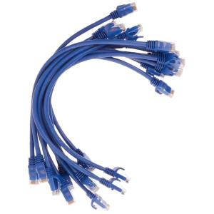 Monoprice Cat6 1ft Blue 12-Pk Patch Cable UTP 24AWG 550MHz Pure Bare Copper Snagless RJ45 Flexboot Series Ethernet Cable(12)